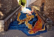 A Tapolcai Halas Lépcső – street art a tóparton